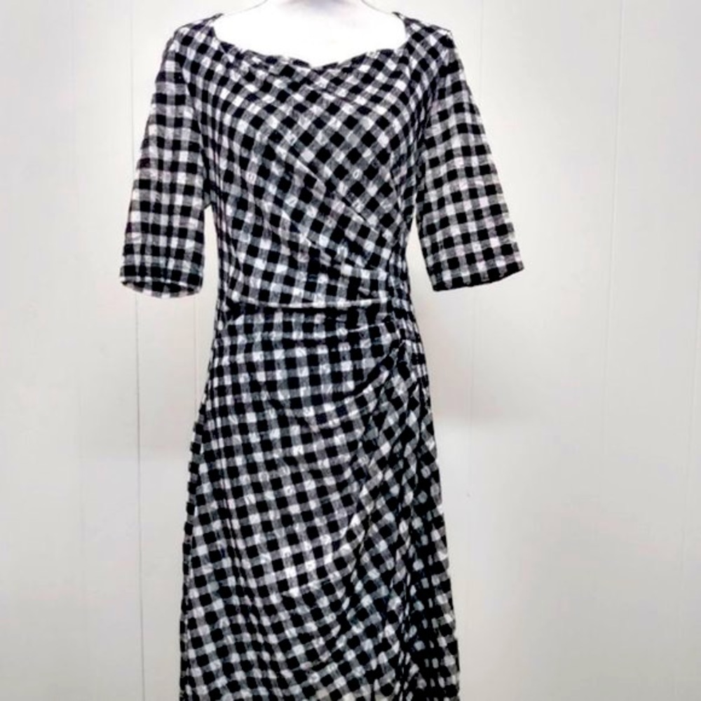 Maeve lace overlay black and white dress